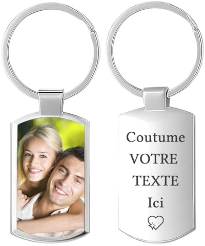Porte Clef Personnalisable Avec Gravure De Photos Et D'icônes, Porte Clé Couple Coeur Personnalisé, Cadeau Pour Petit Ami, Petite Amie, Maman, Papa, Noël, Saint-Valentin