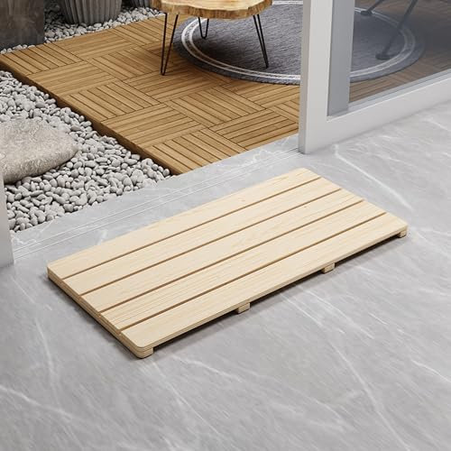 Tapis de bain en bambou naturel antidérapant pour salle de bain et cuisine, tapis de séchage rectangulaire en bois Caillebotis (150 x 50 cm)