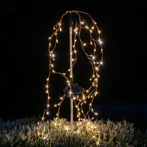 Lumiled Solarleuchte für außen Garten Beleuchtung Wasserfall Solarlampe mit Erdspieß Solarlampe Warmweiß 120 LED 2700K IP44 Gartenleuchte für Aussen 70 cm Akku 600 mAh Solar Wegbeleuchtung Deko