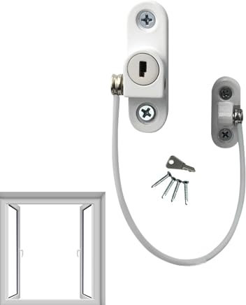 Serrature di sicurezza per finestre - Sicurezza per bambini e con | Cavo in PVC da 20 cm, limitatore di apertura per porte di sicurezza per bambini, professionale, con filo di sicurezza