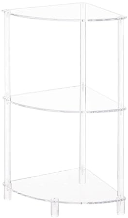 Genérico Mesa De Esquina Lateral Acrílico, Pequeña 3 Niveles Auxiliar Triangular Transparente, Esquinera para Sala Estar, Dormito