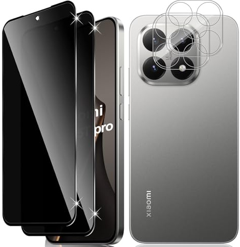 Vanrain Sichtschutz für Panzerglas für Xiaomi Mi 15T/15T Pro, 2+2 Stück Anti Spy Schutzfolie und Kameraschutz, Privacy Schutzglas 9H Härte (Fingerabdruck Funktion wird Nicht Unterstützt)