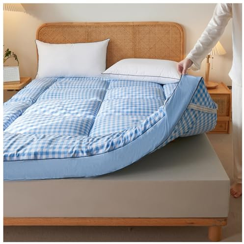 YDHSIKK Parrilla de carbón Plegable portátil, Parrilla de Colchón de Suelo japonés Tipo Tatami futón Multicolor en Varios tamaños(Blue Plaid,90x200cm)