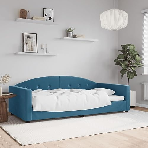 HaoChrymec Tagesbett mit Samtbezug in Blau, Vielseitiges 2-in-1 Design, Modernes Design, Robustes Gestell, schlafsofa, einzelbett, Für Wohnzimmer & Schlafzimmer, 100x200 cm