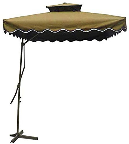 QYYZTQY 2.2M Square Patio Offset Parasol, Double Layer Cantilever Hanging Umbrella with Cross Base for Outdoor/Gardens/Balcony/Patio Canopy Tent Sun Shade,Brown, B