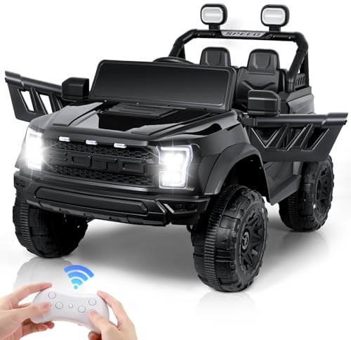 Coche Eléctrico Infantil, 4x4 Eléctrico Infantil de 2 Plazas para Niños de 3-6 Años, Neumáticos Todo Terreno de Calidad, Función Swing, Arranque Lento y Seguro, Batería 2V7Ah, Control Remoto/USB