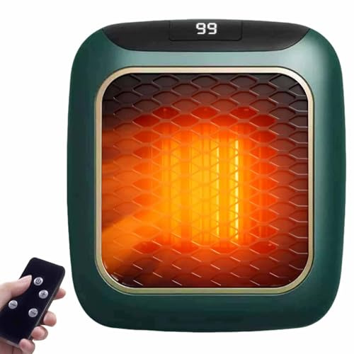 Heat Flash Heater, Ceramic Wall Heater Plug In, 800W Mini Portable Electric Space Heaters, Rapid Heating in 3 Seconds, With Remote Control, PTC Ceramic Heating Element, 12 Hour Timing (Green*1)