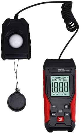 Hapivida Luxómetro Digital 0.1-200000LX, Medidor de Iluminación Fotómetro Portátil con Pantalla LCD para Fábrica Laboratorio, Rango Amplio Alta Precisión, Función Hold y Auto Off