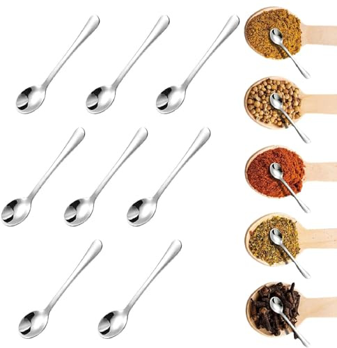8 Pcs Stainless Steel Mini Spoons, Small Spoons Size 7.5 cm for Coffee, Dessert, Condiment, Tea, Ideal for Home, Kitchen, Restaurant, Party Use