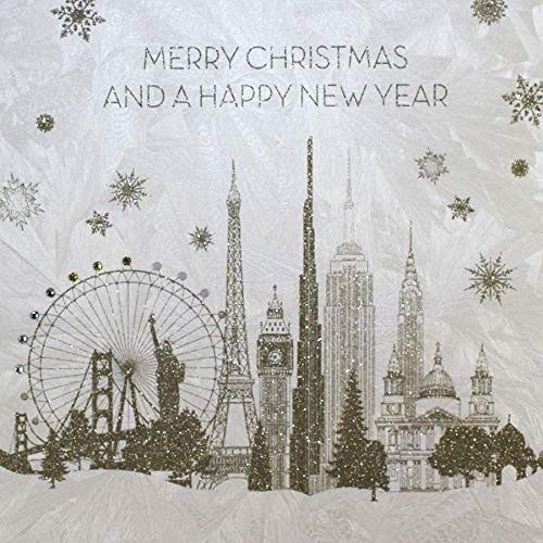 PopShots Studios Swarovski Elements Weihnachten Grußkarte Neujahr Weltstädte 16x16cm