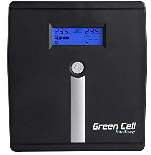 Green Cell® SAI Sistema de alimentación ininterrumpida UPS Potencia 1000VA (700W) 230V Fuente de alimentación Continua Line Interactive AVR Onda sinusoidal Pura USB/RJ45 2X Schuko 2X IEC Tomas | LCD
