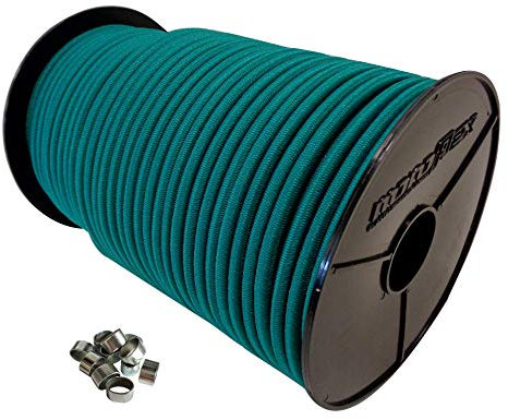 10mm 10m Expanderseil Gummiseil + 20 Würgeklemmen mit PE Mantel Gummileine Planenseil Seil Plane in Grün