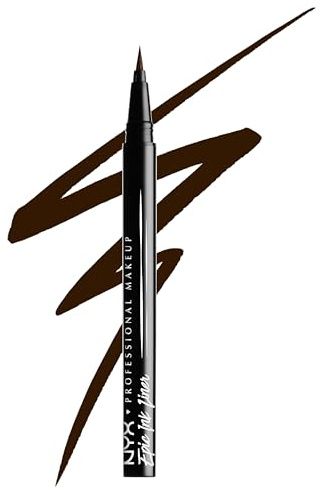 NYX Professional Makeup Eyeliner Epic Ink, Punta Ultra Sottile, Formula Pigmentata, Waterproof, Marrone