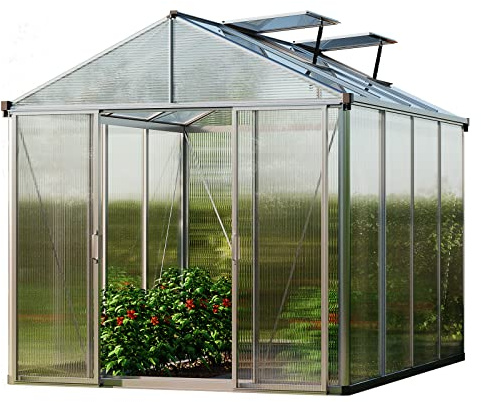 GFP Gewächshaus Titan 22 aus Alu 222x294 cm, Starke 10 mm Doppelstegplatten formstabil und witterungsbeständig