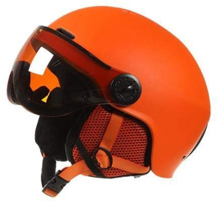 NGHSDO Casque de ski avec visière pour homme et femme, casque de snowboard, motoneige, skateboard, casque de sécurité en polaire chaude pour l'hiver (couleur : orange, taille : M)