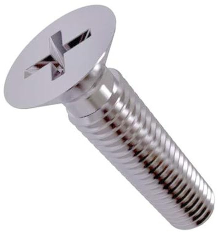 M6x60 Vis à métaux à tête fraisée, boulons Phillips, attache à tête plate à encastrement croisés 6mm Vis zinguée adaptée au métal, à la construction, à l'installation, au bricolage (Pack of 25)