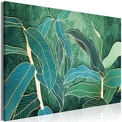 murando - Wandbilder XXL tropische Blätter 120x80 cm Leinwandbild 1 tlg Kunstdruck modern Wandbilder XXL Wanddekoration Design Wand Bild - Natur Pflanzenmotiv Dschungel grün b-C-0985-b-a