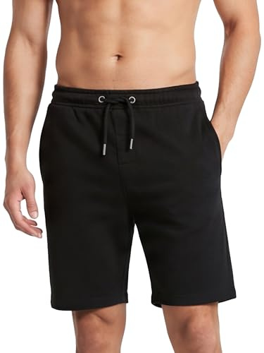 Love My Fashions Men's Shorts tarley Fleece Jogging Sweat Shorts with Pockets Jogger Shorts Men Drawstring Comfy Jersey Shorts for Men UK Black