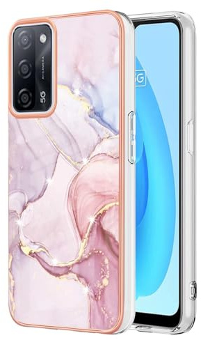 Dfjhure Oppo A16S Case A54S A16 Glitter Phone Marble Design Thin Slim Soft TPU Silicone Shockproof Bumper Protective Rubber Cover for / A54S- Rose gold