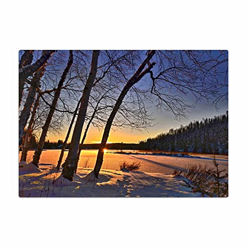 Vero Home 18040 Glas-Schneidebrett | Motiv Natur Winterlandschaft | rutschfest, kratzfest und lebensmittelecht | Maße: 39 x 29 cm