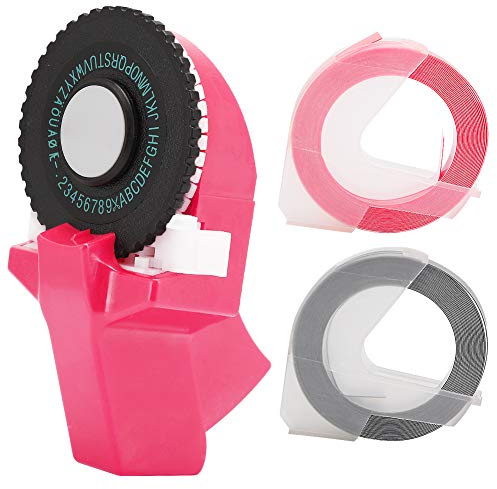 Topiky Maker Tape Manual, 3D-Prägeband, 9 Mm, Einfach zu Bedienen, Vielseitig, Schön, Langlebig, Lange Lebensdauer, für Handbuch (Rosa)