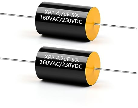Cermant 2PCS Capacitor Frequency Divider 250V 4.7UF Car Tweeter Audio Speaker Frequency Divider Crossover Polypropylene Film Non-Polarity Capacitor