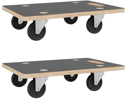 vidaXL Rollbretter 2 STK., Transportroller mit Anti Rutsch Oberfläche, Transporthilfe für Umzug Möbel Transport, Möbelroller Rollwagen, Rechteckig