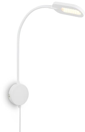 BRILONER - Lampada da lettura, Lampada da parete per interni, Lampada a LED, Lampada da parete per interni, Girevole, Dimmerabile, Touch control, Lampada a zoccolo, Bianco