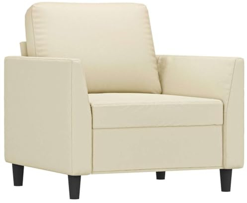 vidaXL Sessel, Sofa Relaxsessel mit gepolstertem Sitz Armlehnen, Fernsehsessel Loungesessel Metallgestell, Polstersessel Ruhesessel für Wohnzimmer, Creme Kunstleder