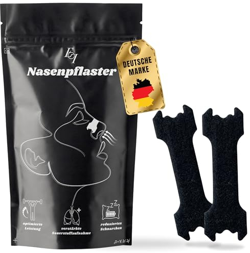Ellicit Cerotti Nasali Nero, 30 cerotti naso di qualità superiore, cerotti per non russare, tenuta extra per lo sport e migliore qualità del sonno, Alivia la congestione nasale, nasal strip [univ.]