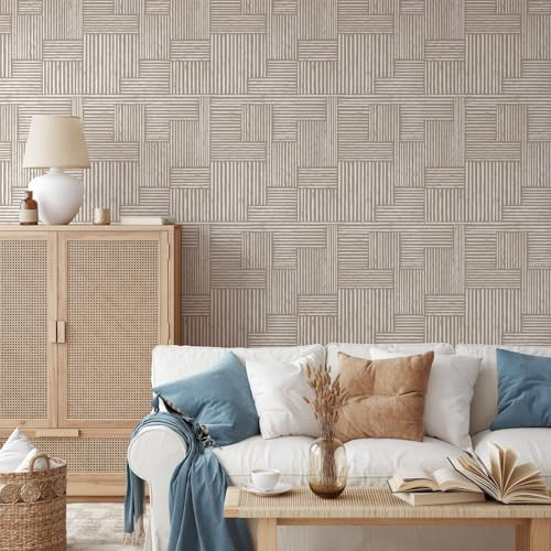 Coloritto Mid Century Pastel Peel and Stick Wallpaper | Removable Self Adhesive Minimalist Wallpaper | Geometrical Peel and Stick Wallpaper (Sample 12 W x 8 H)
