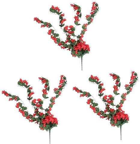 Cabilock 3stücke Petals Kunstblumen Hängende Violette Simulation Vine Für Hochzeits Und Wohnraumdekoration Rote Blüten-dekorationsblumen Aus Hochwertigem Für Romantische Atmosphäre