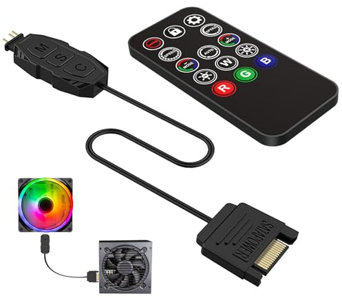 Silkwish ARGB Controller Remote für ARGB Splitter, SATA Power RGB Fans Controller, PC RGB Case Fans, RGB Lüftern, PC Computer Fall, 5V 3-Pin 14 Key Remote Control Switch RGB Fan Hub