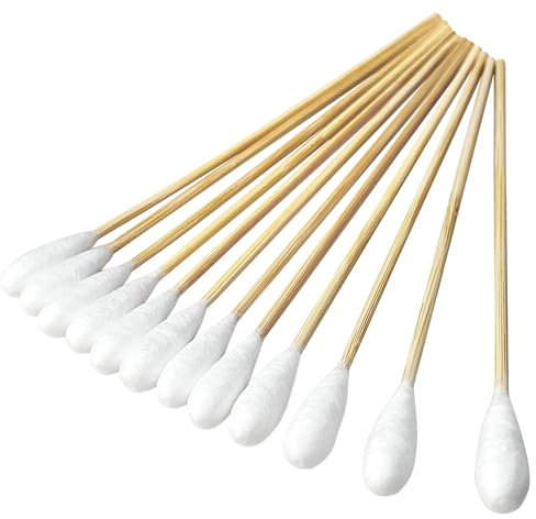 Garrelett 100 Stück professionelle Hundeohr-Reinigungsstäbchen – 15,2 cm große Wattestäbchen, sanfte und bequeme Bambus-Wattestäbchen, verhindern Infektionen, ideale Lösung für Haustierohrenpflege