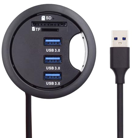 xiwai Hub splitter USB 3.0, SD TF a 3 porte USB multiporta, 60 mm, docking station Micro-SD, lettore di schede per PC, scrivania e desktop