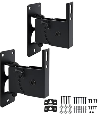 Howonder Lautsprecher-Wandhalterung,schwenk- und neigbar,2er-Pack | Wandhalterung aus Metall für kleine Lautsprecher, für ein Gewicht von bis zu 14,6 kg, einfache Selbstmontage, HD-618, Schwarz
