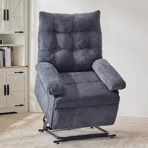 Roomark Poltrona relax elettrica con 3 motori, per TV con funzione sdraiata, assistenza per alzarsi per anziani, con telecomando, soggiorno, relax, sedia recliner (grigio)