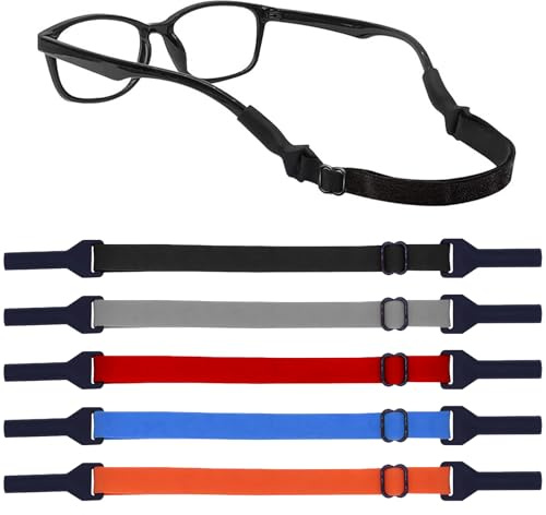 HLMYER Unisex-Brillenband in verschiedenen Farben, universell, Brillenband für Damen und Herren, Silikon-Sportbrillenband, verstellbares Brillenband, für Kinder und Erwachsene, 5 Stück, mehrfarbig,