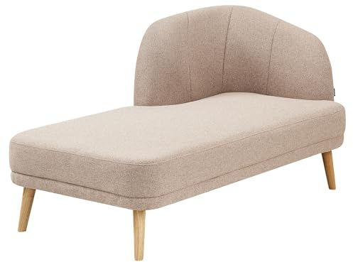 Beliani Chaiselongue Stoff helles Braun mit Holzbeinen rechtsseitig Récamiere Tanlay