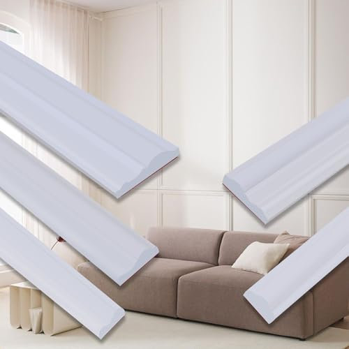 QDYMXUN Panneau de rail de chaise à décoller et à coller - 610 x 6 cm (L x l) - Moulure murale autocollante solide en TPE pour décoration d'intérieur - Blanc