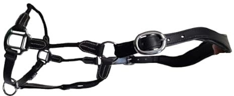 Cwell Equine Cabestro acolchado híbrido de cuero negro de lujo y cuerda, completo/mazorca / pony (negro completo)