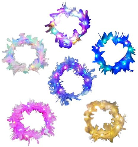 ZOMKIFA 6 pezzi ghirlanda luminosa forma piuma, Ghirlanda Piume, Piume Capelli Fascia Capelli Donna ghirlanda Piume luminosi, per Capelli Festa di Nozze Compleanno