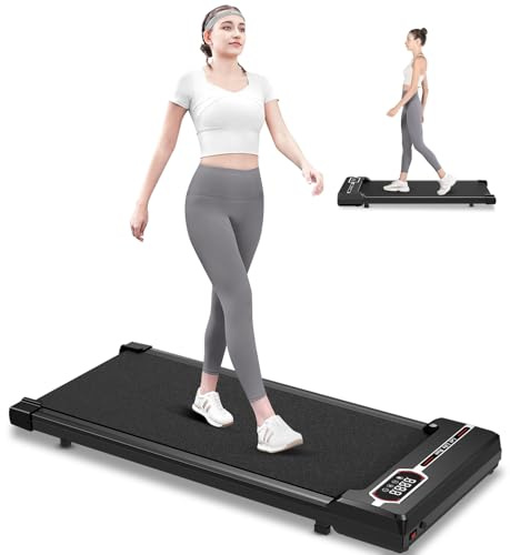 HomeFitnessCode Walking Pad Laufband für Zuhause - Laufpad Schwarz | Walkpad 1-8KMH Treadmill 130KG Gehband unter Schreibtisch Untertisch Elektrisch Klein Walking Band Laufbänder