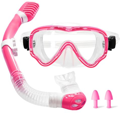 Kids Snorkel Set for Boys Girls Youth 3-14, Panoramic Wide View,Anti-Fog Snorkel mask Set, Professional Snorkeling Gear for Pool Swimming Diving Water Park Beach Vacation