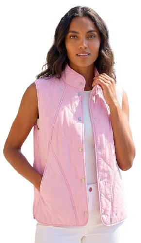 Roman Diamond Quilted Funnel Neck Gilet for Women UK - Ladies Spring Everyday Summer Holiday Button Up Comfy Sleeveless Soft Pocket Detail Coat Daily Farm Jackets
