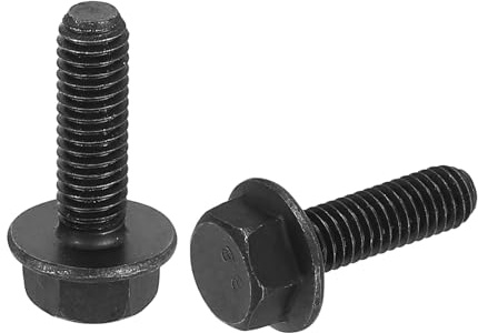 sourcing map Metric Flange Hex Cap Bolt M6-1.0x20mm 30pcs | Fully Thread DIN 6921 Flanged Bolts Hexagon Screws Carbon Steel Black Oxide Plated Black