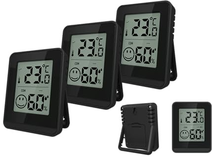 SOUCCESS Thermo-Hygrometer, 3er Set - Präzise Temperatur- & Luftfeuchtigkeitsmessung für Ihr Zuhause - 3 Stück im Set, einfach auspacken und schon betriebsbereits (inkl. Batterie)