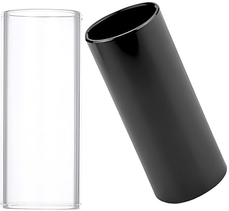 57lilina 2 Pieces Guitar Slide Ring, Medium Steel and Glass Finger Guitar Slides Tube for Electric Acoustic