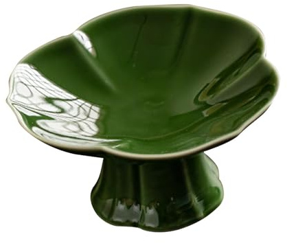 Fenteer Coupe à Fruits sur Pied Bol Décoratif Présentoir à Pâtisseries Centre de Table En Céramique Inspiré Du Lotus Adaptée pour La Décoration de Cuisine et, Vert