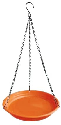 Baoblaze Vogeltränke Hängend für Garten, Vogelhäuschen zum Aufhängen mit Metallhaken, Vogelfutterspender für Garten, Hinterhof, Bäume, (22x22x3cm,∅22cm)